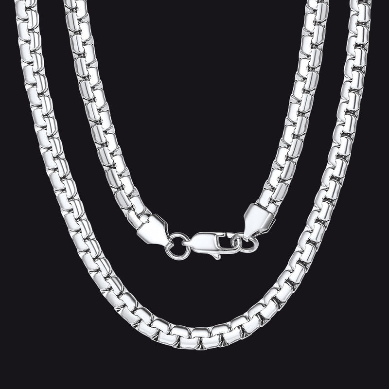 Flat Box Link Chain Stainless Steel Necklace for