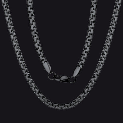 Flat Box Link Chain Stainless Steel Necklace for