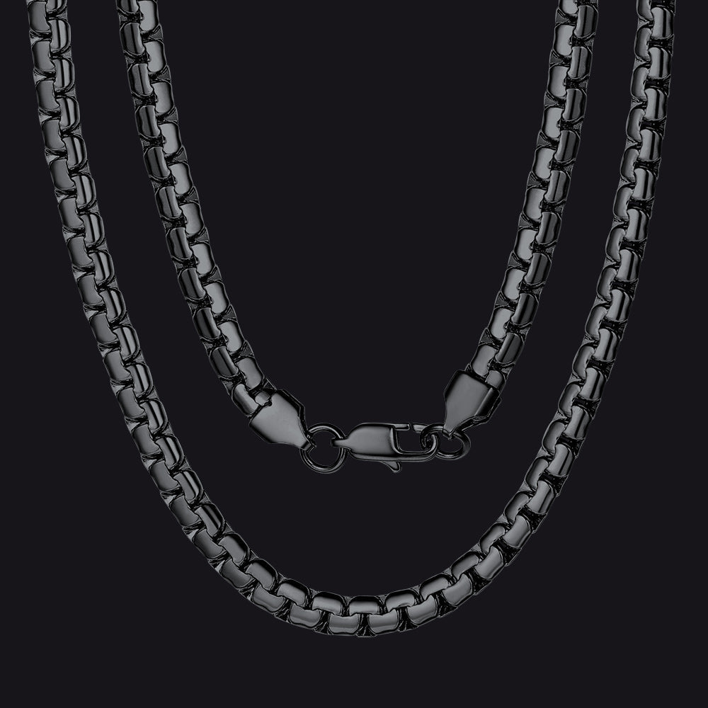 Flat Box Link Chain Stainless Steel Necklace for