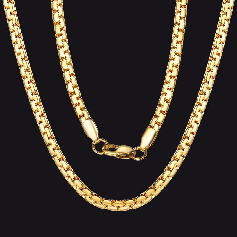 Flat Box Link Chain Stainless Steel Necklace for