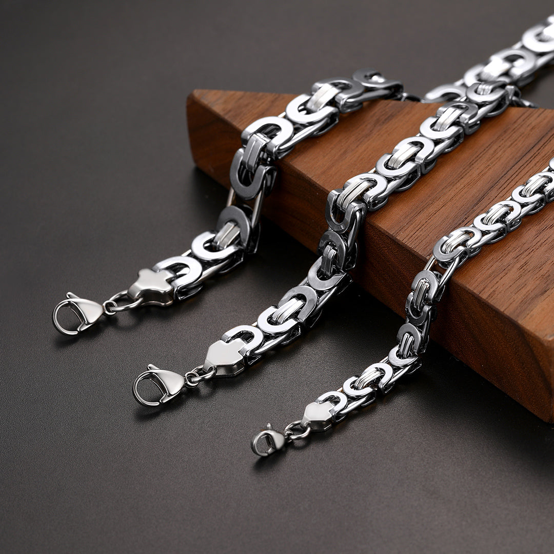 Byzantine Link Chain Stainlss Steel Necklace for