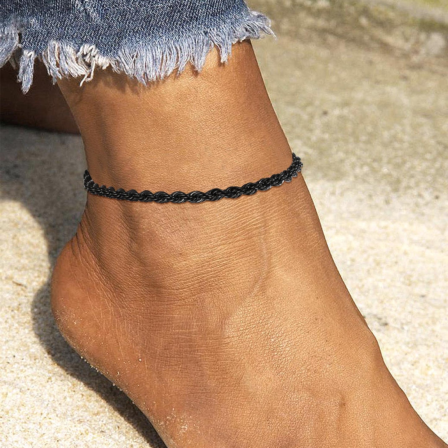 Stainless Steel Twisted Rope Chain Ankle Bracelet for Gift for Mom