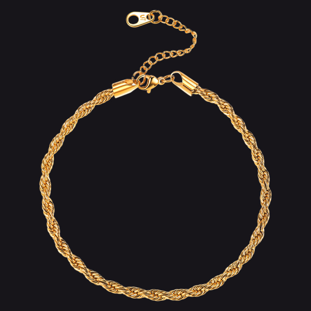 Stainless Steel Twisted Rope Chain Ankle Bracelet for Gift for Mom