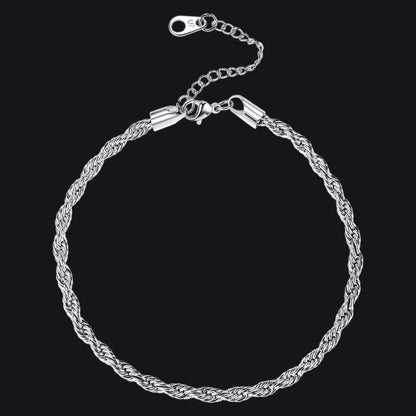 Stainless Steel Twisted Rope Chain Ankle Bracelet for Gift for Mom