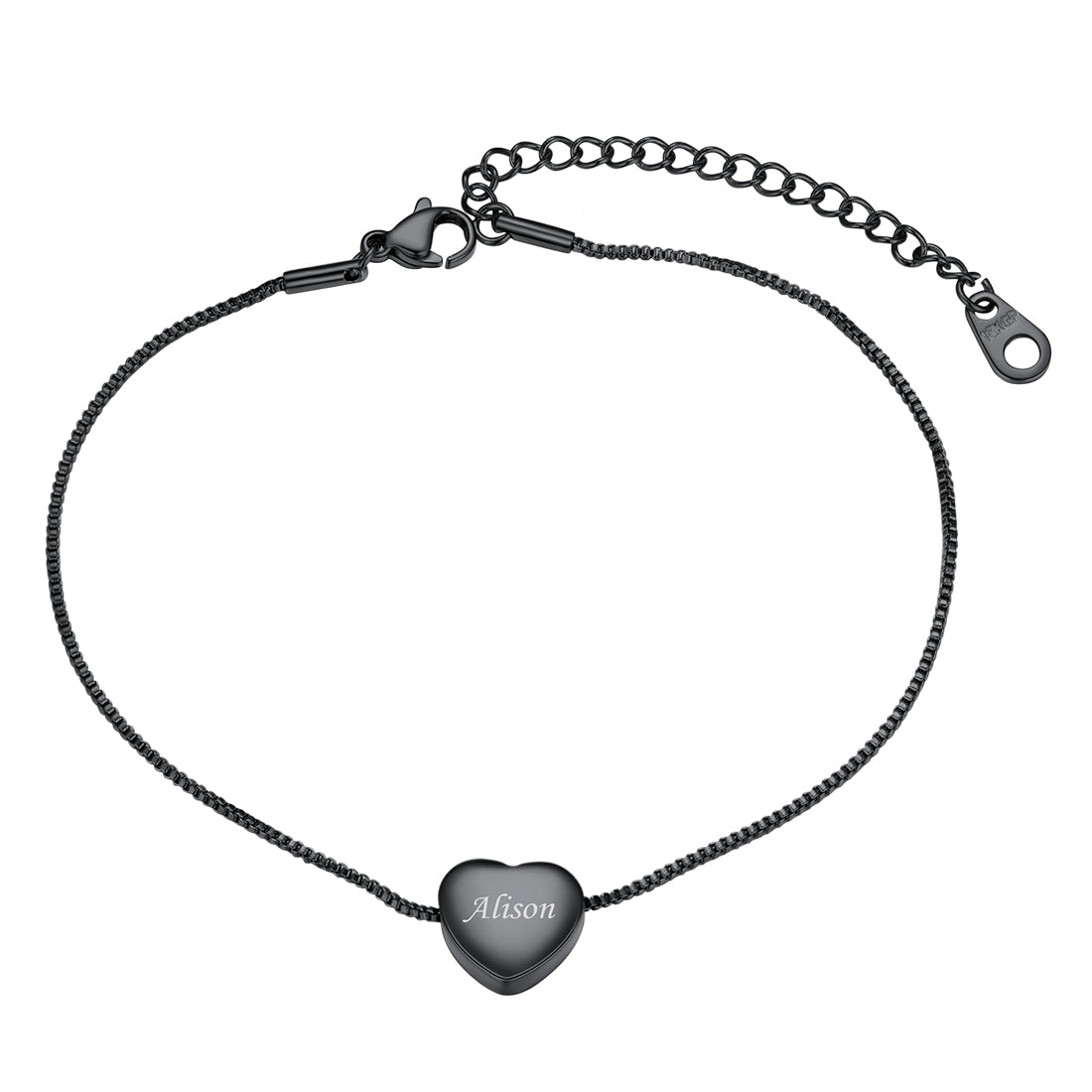 Custom Engraving Heart Ankle Bracelet With Cable Chain for