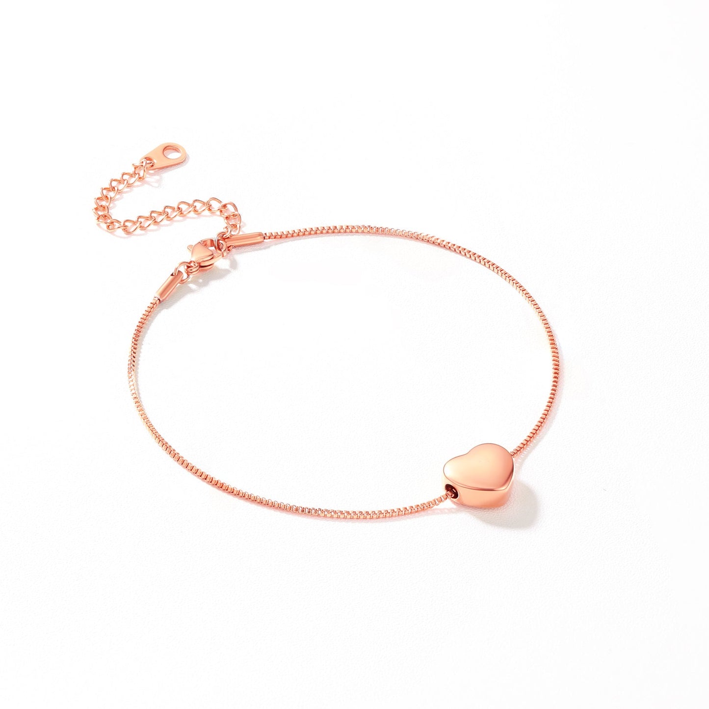 Custom Engraving Heart Ankle Bracelet With Cable Chain for