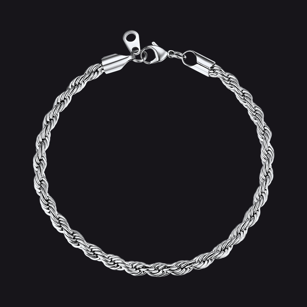 3mm/6mm Link Rope Chain Bracelet for