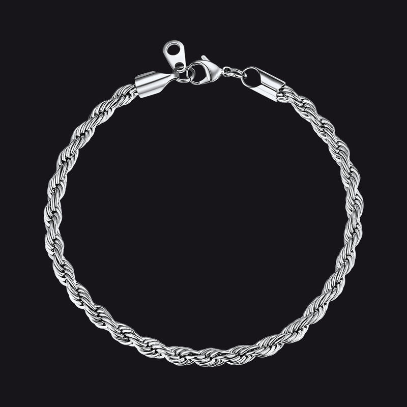 3mm/6mm Link Rope Chain Bracelet for