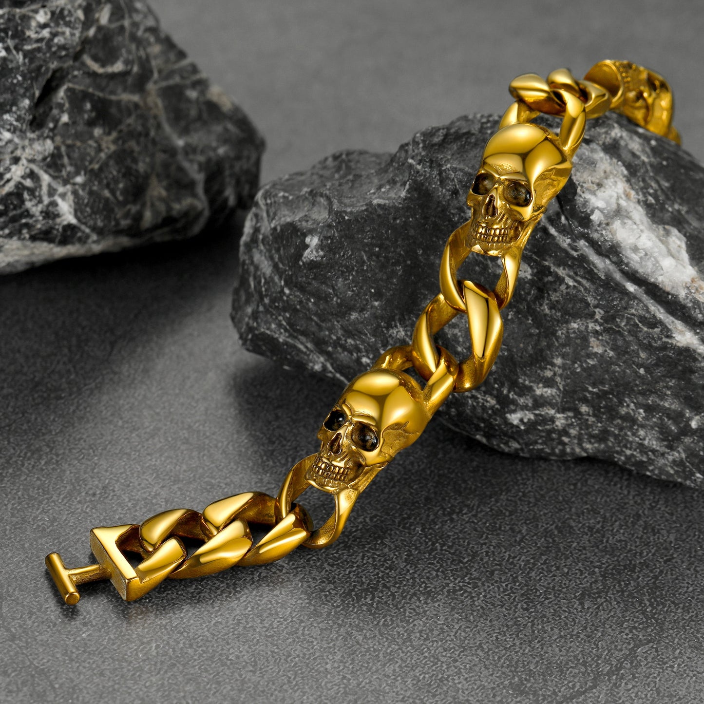 Gothic Skull Cuban Chain Bracelet for