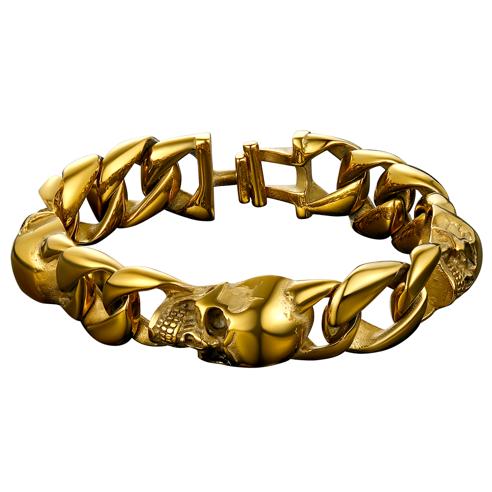 Gothic Skull Cuban Chain Bracelet for