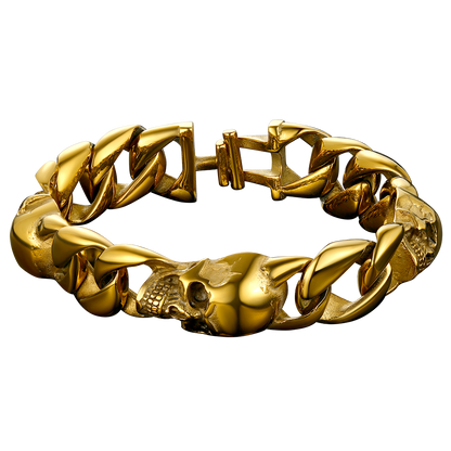 Gothic Skull Cuban Chain Bracelet for