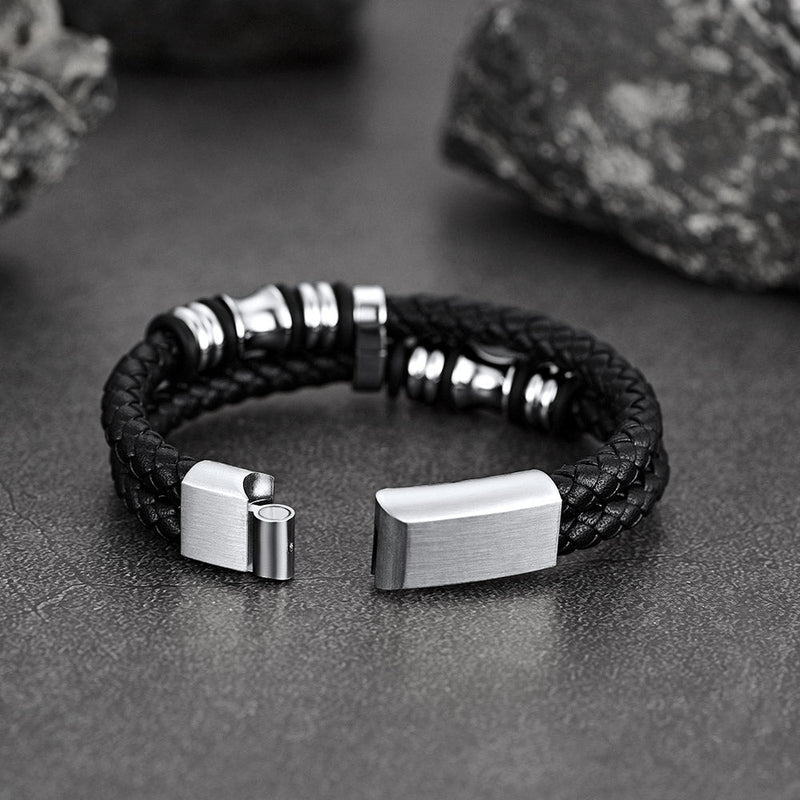 Engraved Braided Leather Bracelet for My Grandson