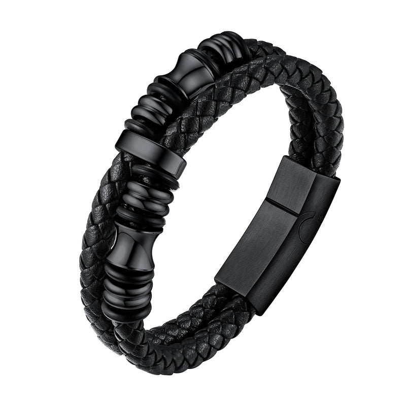 Engraved Braided Leather Bracelet for My Grandson