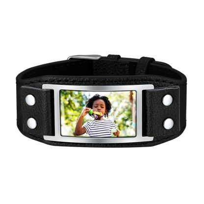 Personalized Picture Leather Bracelet Black Wristband for