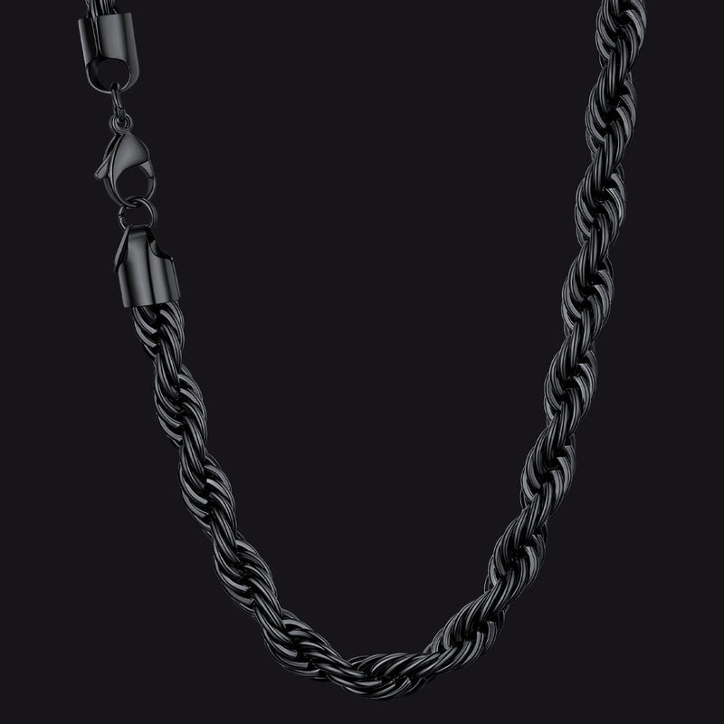 Twisted Rope Chain Stainless Steel Link Necklace for