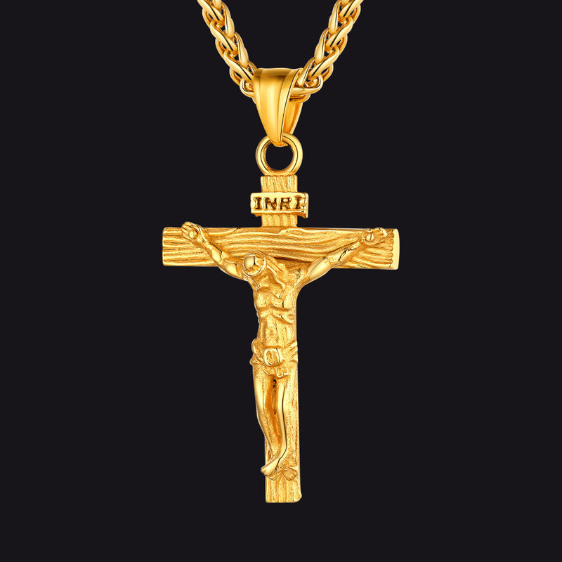 Christian Black Enamel Cross Necklace for