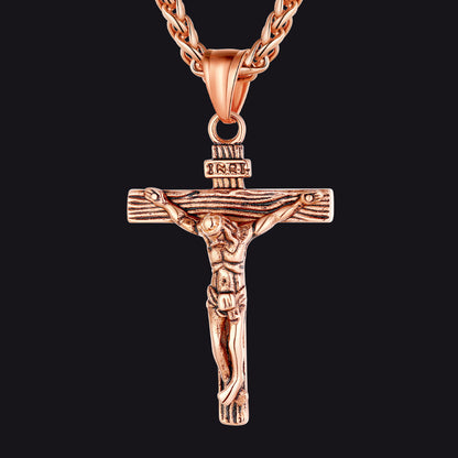 Christian Black Enamel Cross Necklace for