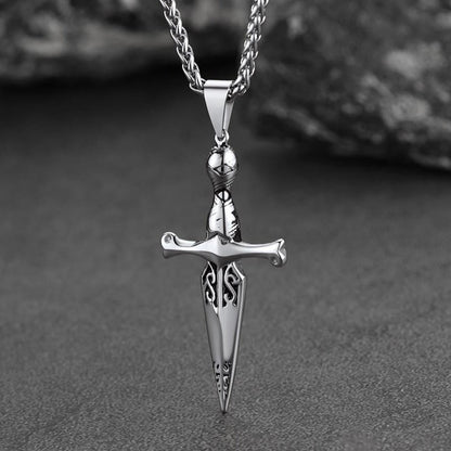 Knife Cross Necklace Pendant for