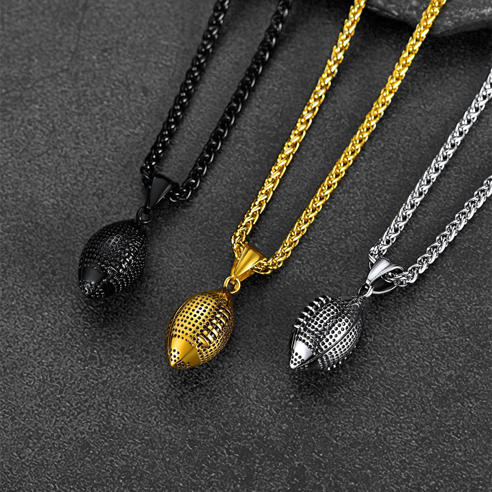 3d American Football Pendant Necklace for