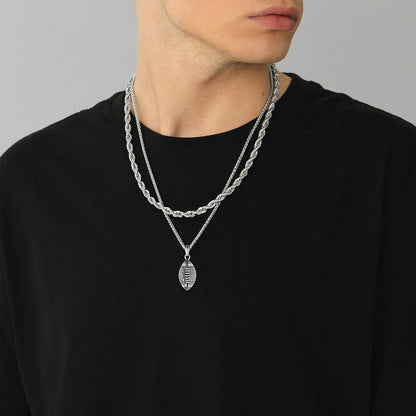 3d American Football Pendant Necklace for