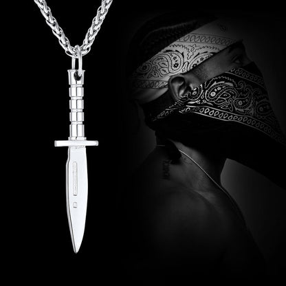 Hip Hop Knife Dagger Pendant Necklace for