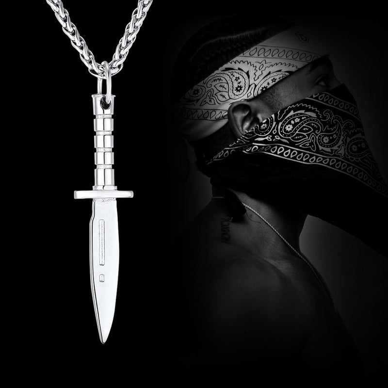 Hip Hop Knife Dagger Pendant Necklace for