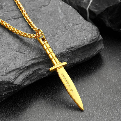 Hip Hop Knife Dagger Pendant Necklace for