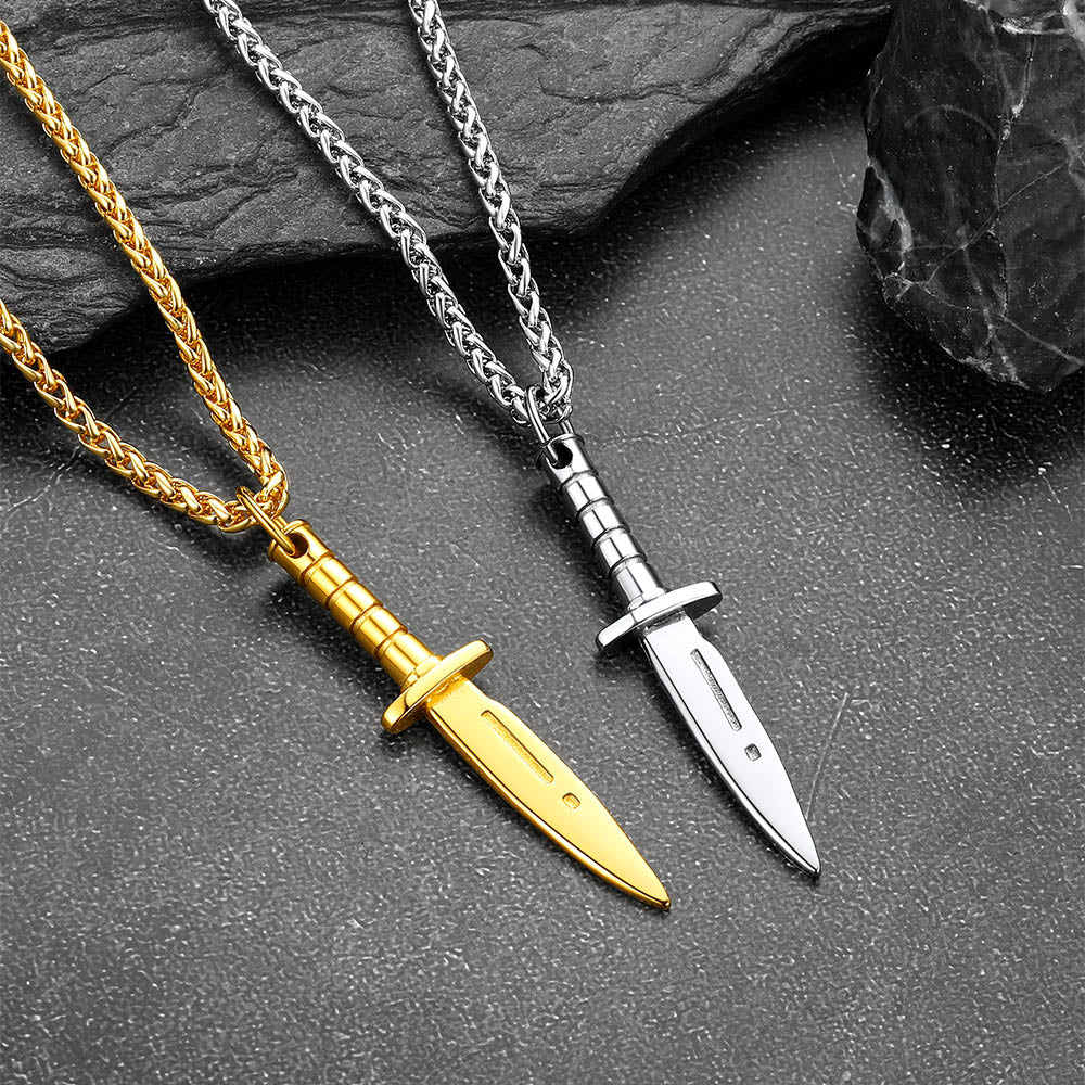 Hip Hop Knife Dagger Pendant Necklace for