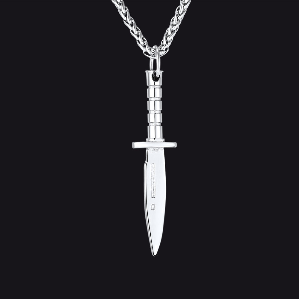 Hip Hop Knife Dagger Pendant Necklace for