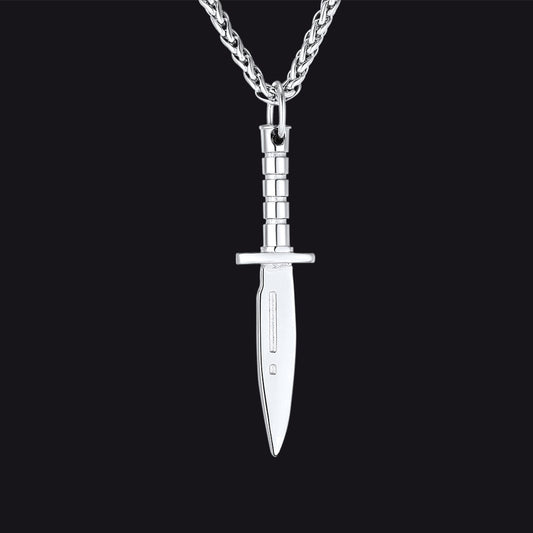 Hip Hop Knife Dagger Pendant Necklace for