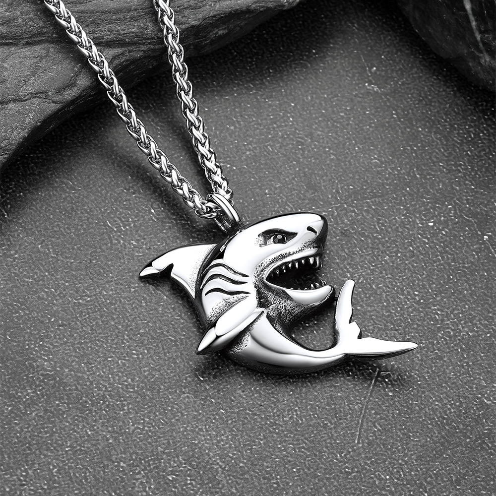 Stainless Steel Shark Pendant Necklace for