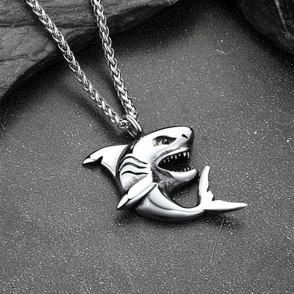 Stainless Steel Shark Pendant Necklace for