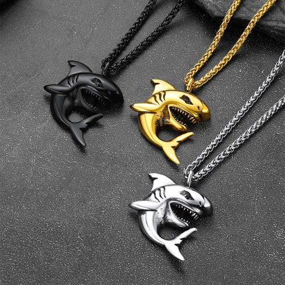 Stainless Steel Shark Pendant Necklace for