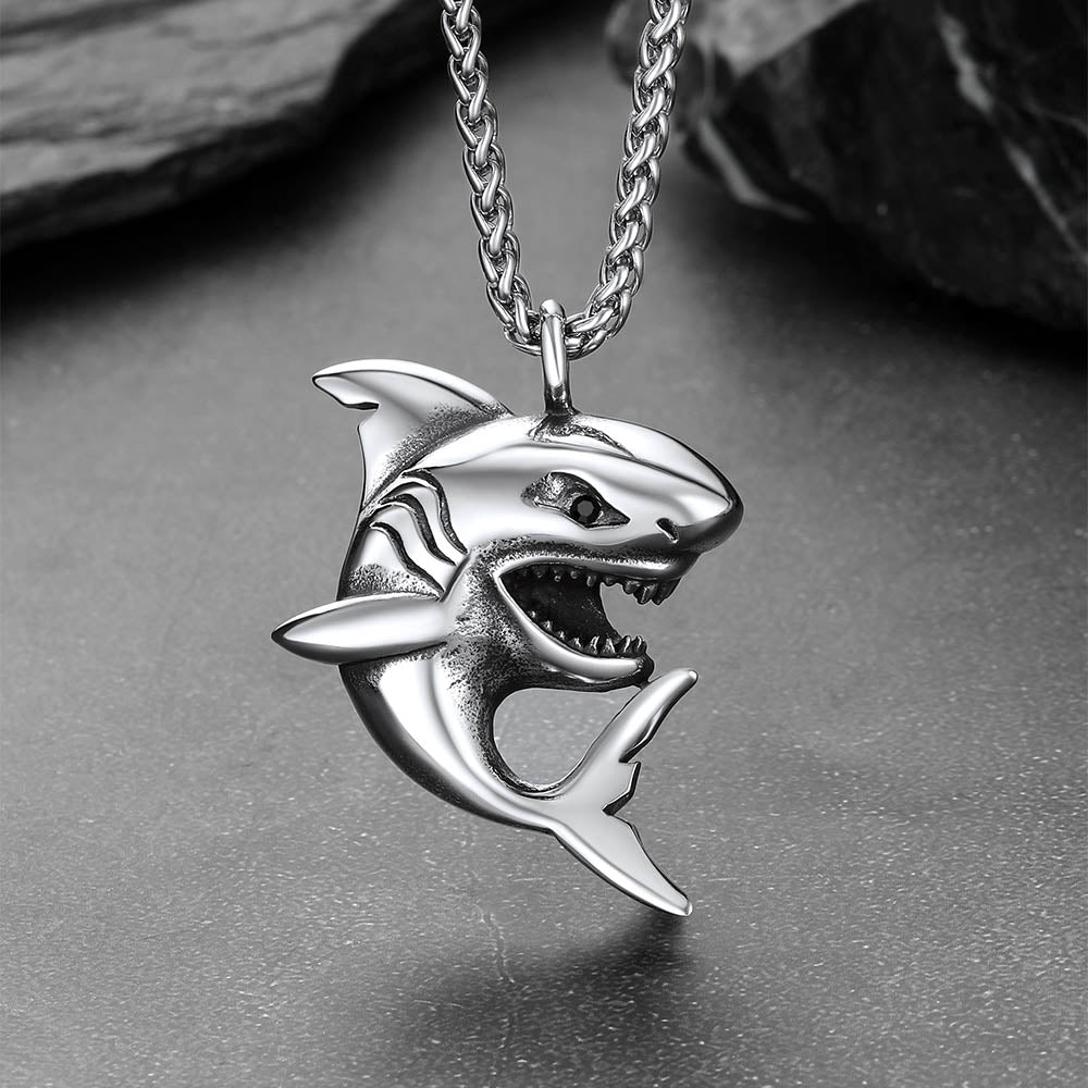 Stainless Steel Shark Pendant Necklace for