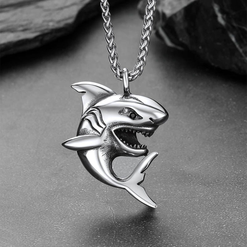 Stainless Steel Shark Pendant Necklace for