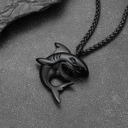 Cuban Chain & Punk Shark Necklace Set for