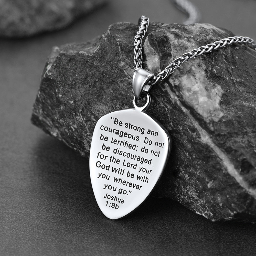 Christian Cross Joshua 1:9 Shield Necklace for