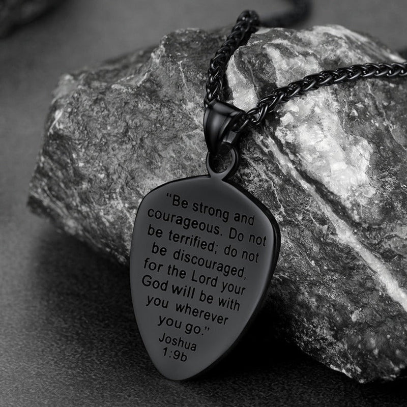Christian Cross Joshua 1:9 Shield Necklace for