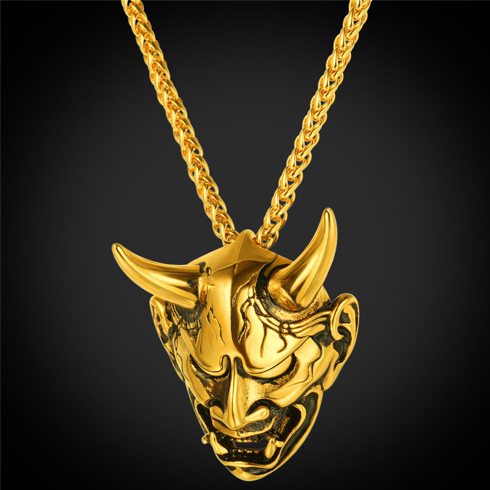 Faithheart Demon Hannya Mask Pendant Necklace for