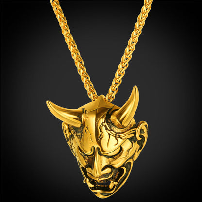 Faithheart Demon Hannya Mask Pendant Necklace for
