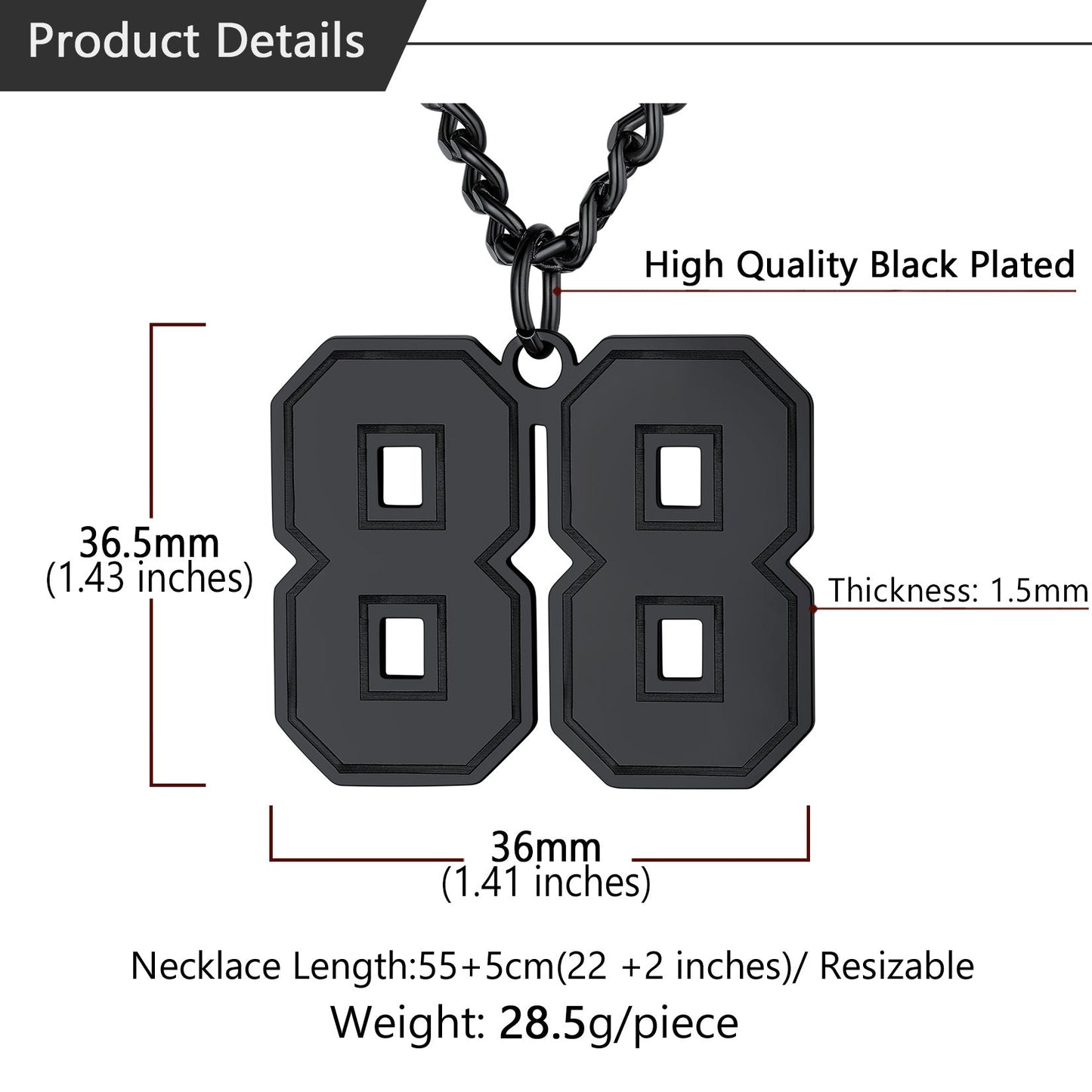Personalized Sports Jersey Number Chain Necklace for Sport Fans