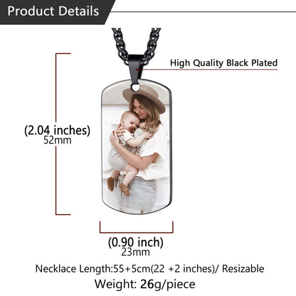 Personalized Photo Dog Tag Pendant Picture Necklace for
