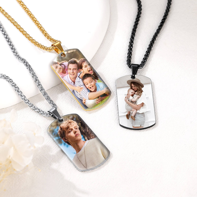 Personalized Photo Dog Tag Pendant Picture Necklace for