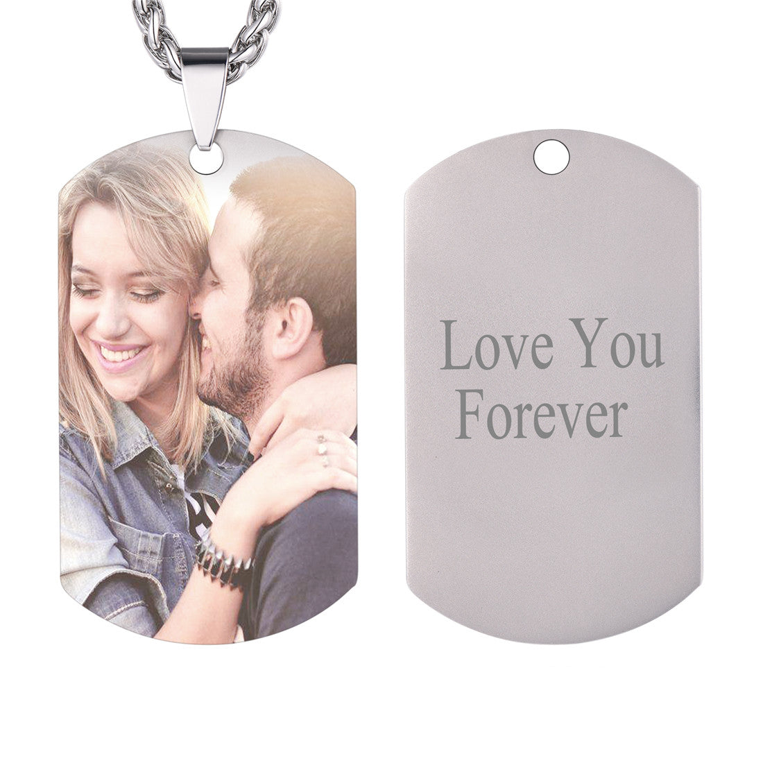 Personalized Photo Dog Tag Pendant Picture Necklace for