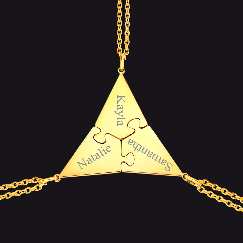 Custom Puzzle Piece Matching Necklaces Set for Bff Family