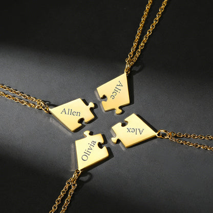 Custom Puzzle Piece Matching Necklaces Set for Bff Family