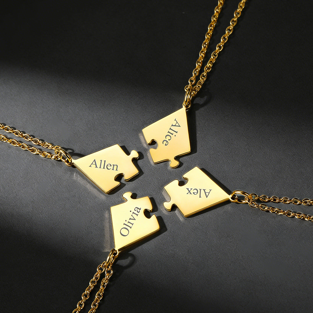 Custom Puzzle Piece Matching Necklaces Set for Bff Family