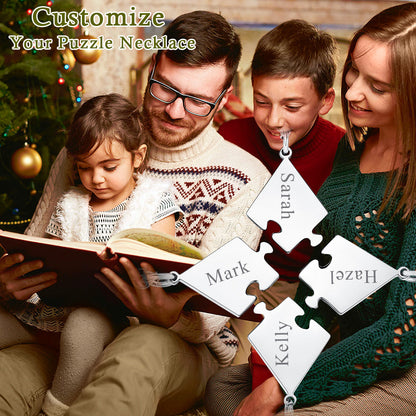 Custom Puzzle Piece Matching Necklaces Set for Bff Family