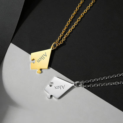 Custom Puzzle Piece Matching Necklaces Set for Bff Family