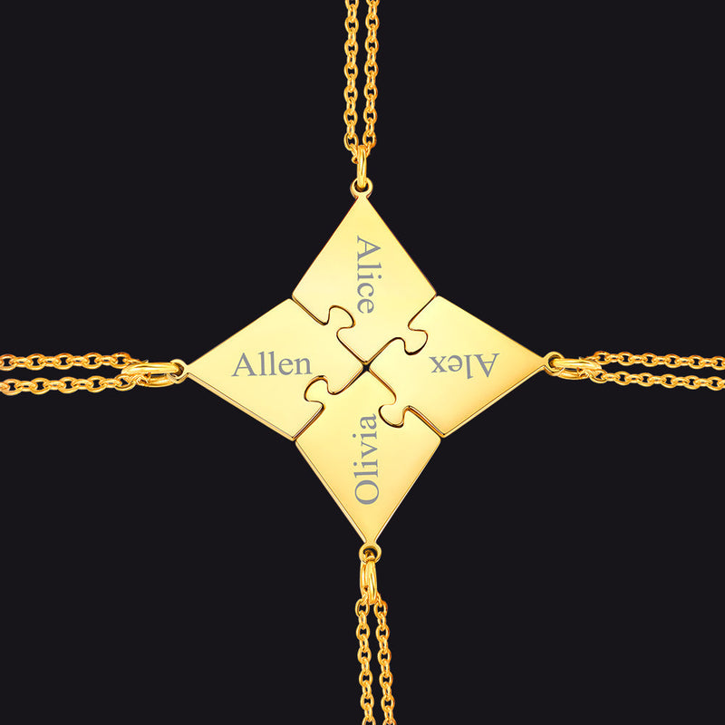 Custom Puzzle Piece Matching Necklaces Set for Bff Family